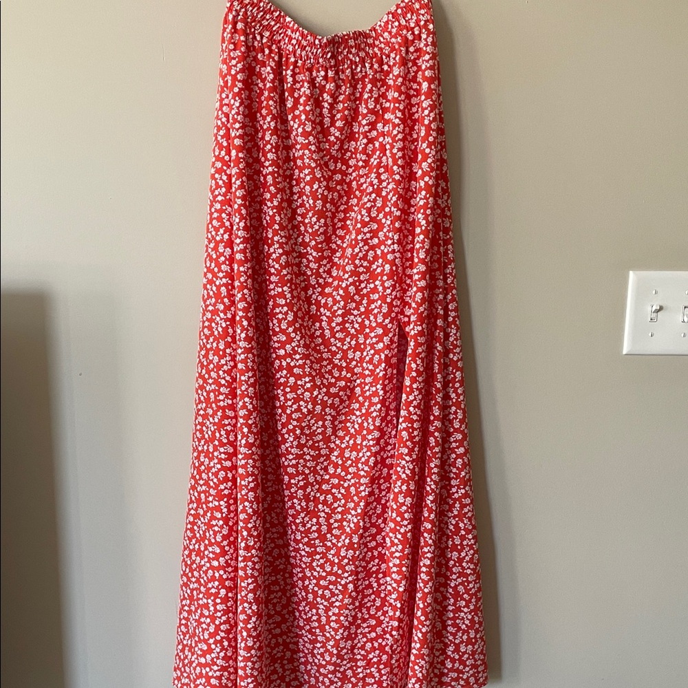 SHEIN Red Floral Maxi Skirt